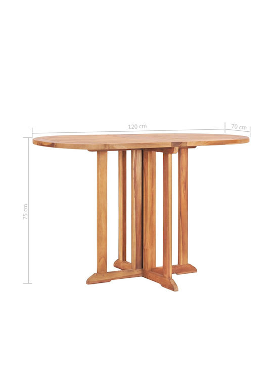 Outdoor Dinner Foldable Wood Table Natural 120x70x75cm