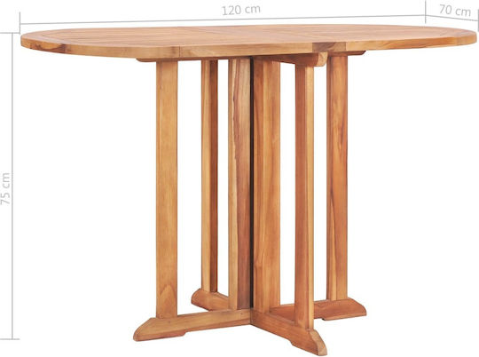 Outdoor Dinner Foldable Wood Table Natural 120x70x75cm
