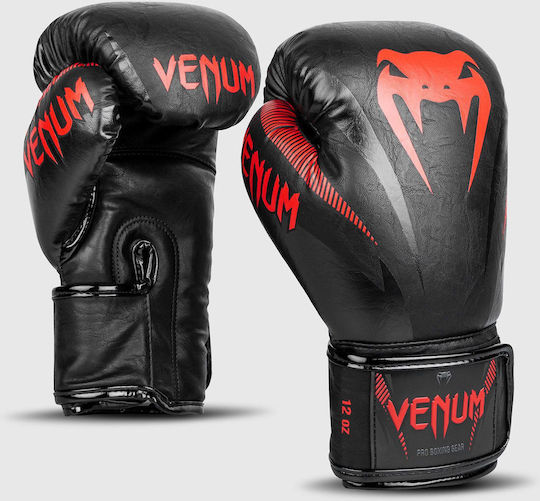 Venum Impact Γάντια Πυγμαχίας από Συνθετικό Δέρμα για Αγώνα Μαύρα