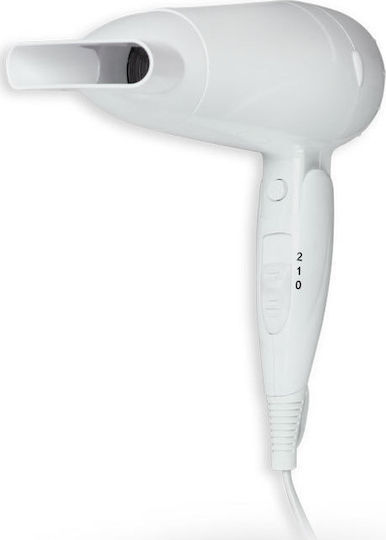 Life Resort White Hotel Hair Dryer 1.6kW with Spiral Cable up to 150cm
