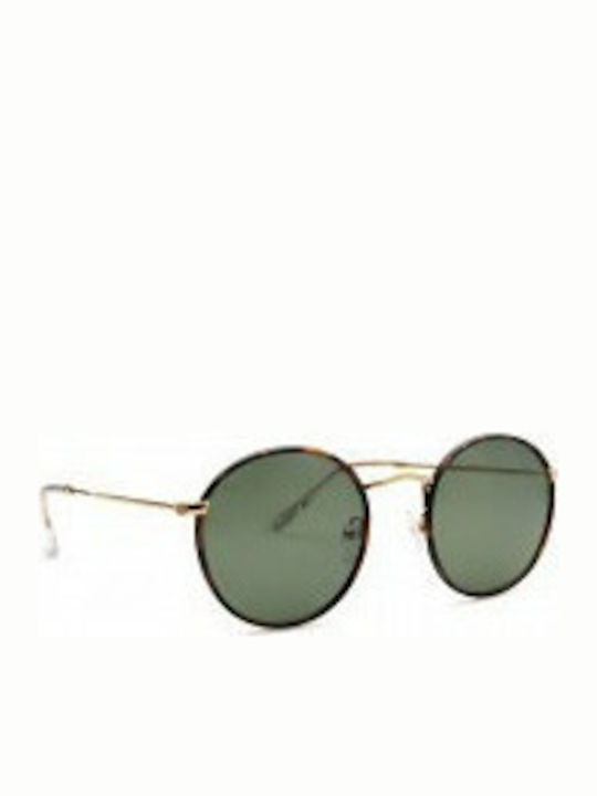 Meller Yster Sunglasses with Brown Metal Frame and Green Polarized Lenses