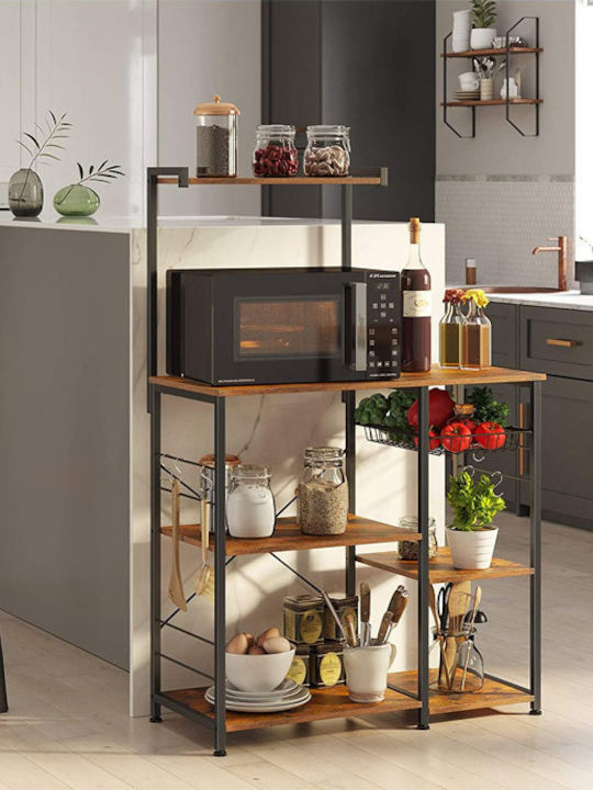 Vasagle Ραφιέρα Κουζίνας Ξύλινη 4 Θέσεων Μαύρη 90x40x132cm