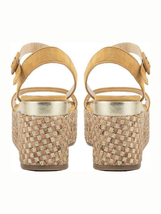 Women's Leather Ankle Strap Platforms Tabac Brown