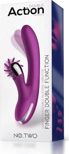 Action No 2 Finger Double Function Δονητής Rabbit 24cm Purple