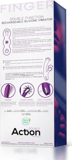 Action No 2 Finger Double Function Δονητής Rabbit 24cm Purple