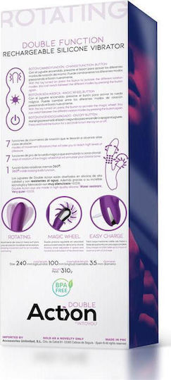 Action No 3 Rotating Double Function Δονητής Rabbit 24cm Purple