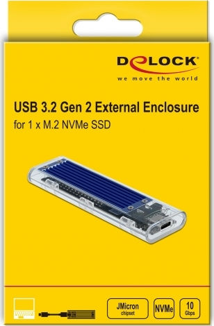 DeLock Θήκη για Σκληρό Δίσκο M.2 PCI Express με σύνδεση Type-C σε Διάφανο χρώμα