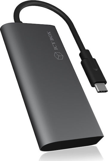 Icy Box USB 3.1 Хъб 4 порта с връзка USB-C Сив