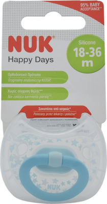 Nuk Orthodontic Silicone Pacifier for 18-36 months Happy Days with Case Αστεράκια Μπλε