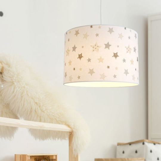 Veis Kids Fabric Single Ceiling Light E27 Little Stars Beige 60W
