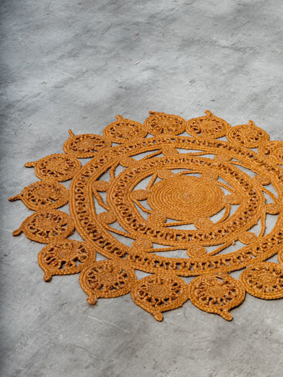 Klonaras Piemonte Handmade Rug Round Summer from Jute Rust