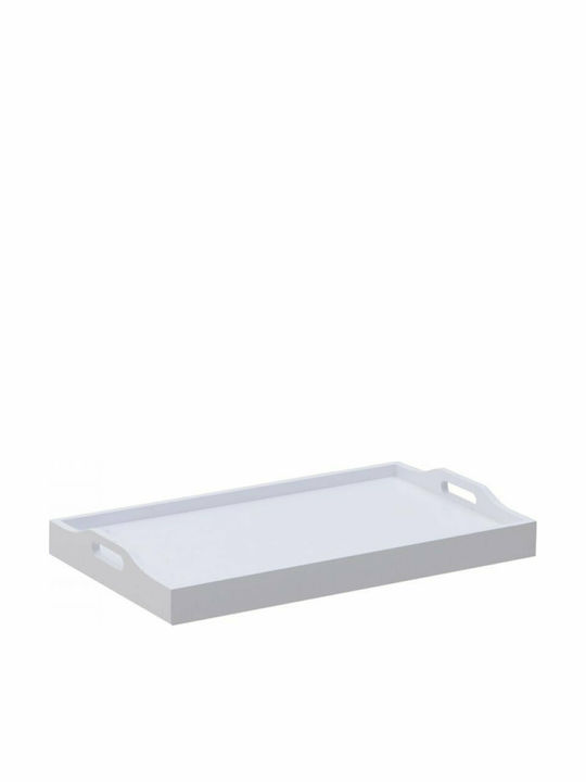 Click Wooden Rectangular Bed Tray with Handles in White Color 59x36x27cm 6-70-590-0001 1pcs
