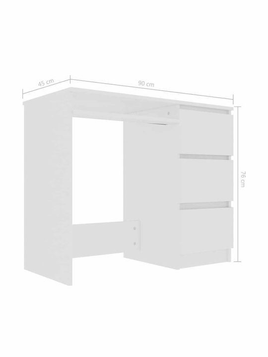 Birou Din Lemn Alb 90x45x76cm
