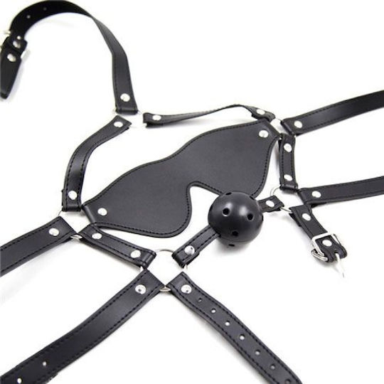 Rimba Total Head Harness Restraint Mască BDSM în Culoare Negru