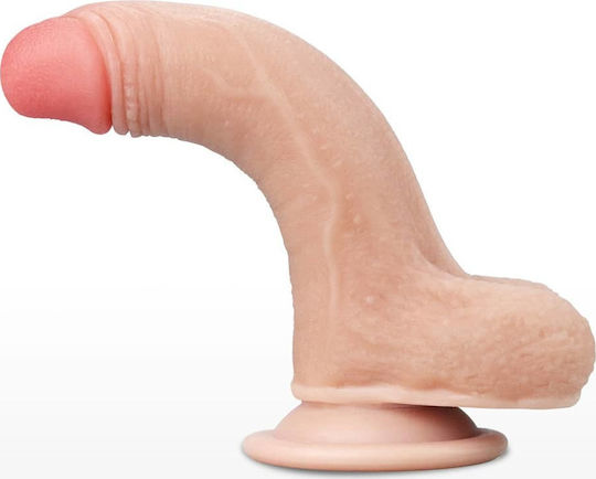 Lovetoy Sliding-Skin Dual Layer Realistic Dildo with Scrotum & Suction Cup Flesh 18cm