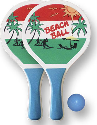 Kids Beach Rackets Set of 2 Kids Beach Rackets 33x19cm with 1 Ball