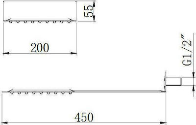 Karag Rechteckig Duschkopf 45x20cm Inox