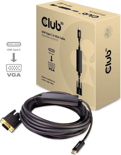 Club3D USB 3.1 Kabel USB-C männlich - VGA Schwarz 5m (CAC-1512)