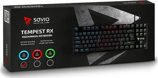 Savio Tempest RX Gaming Mechanical Keyboard Tenkeyless with Outemu Blue switches and Illuminated keys (English US)