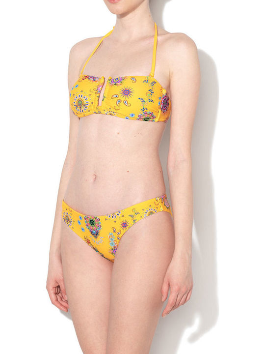 Rem Strapless Bikini Top Floral Κίτρινο