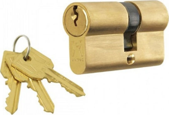 Domus Lock Cylinder Security 54mm (27-27) with 3 Keys Gold