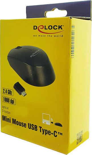 DeLock Mini USB Ασύρματο Mini Ποντίκι Μαύρο