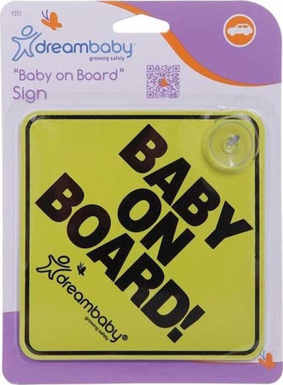 Dreambaby Baby on Board Sign with Suction Cup Yellow