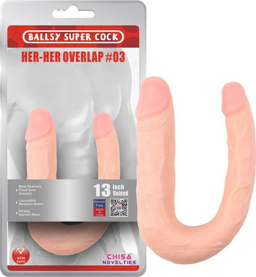 Chisa Novelties Ballsy Super Cock Her-Her Overlap #03 Двойно дилдо Плът 17см