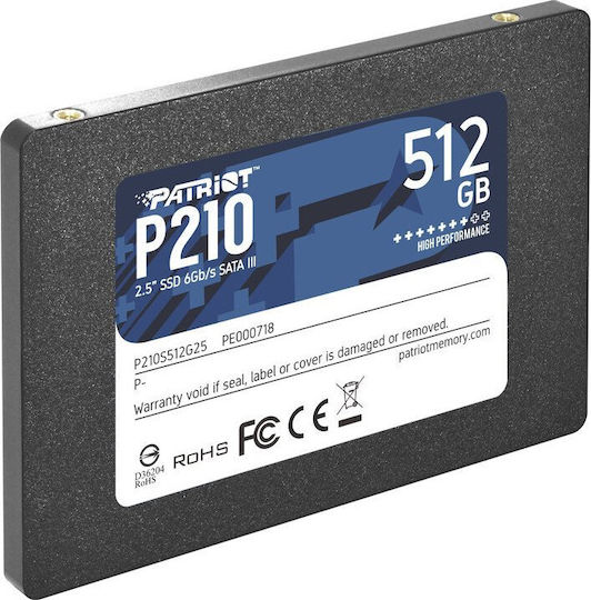 Patriot P210 SSD 512GB τύπου 2.5'' με σύνδεση SATA III P210S512G25