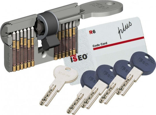 ISEO Lock Cylinder Security R6 Plus 100mm (40-60) with 5 Keys Silver