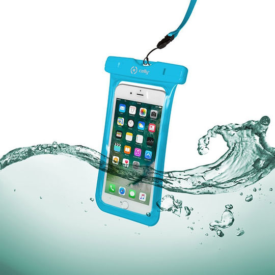 Celly SplashBag Wasserdichtes Gehäuse bis 6.2" Blau SPLASHBAG18LB