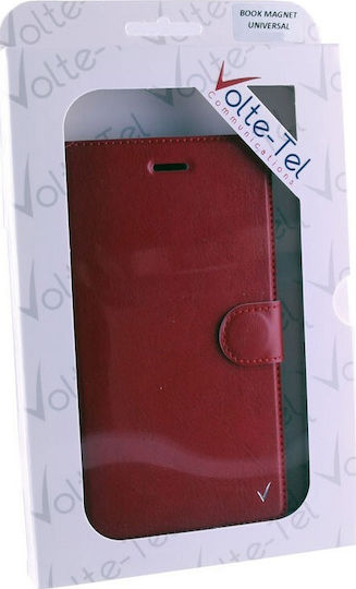 Volte-Tel Universal Leather Book Magnet Caz carte până la 5.7" Roșu