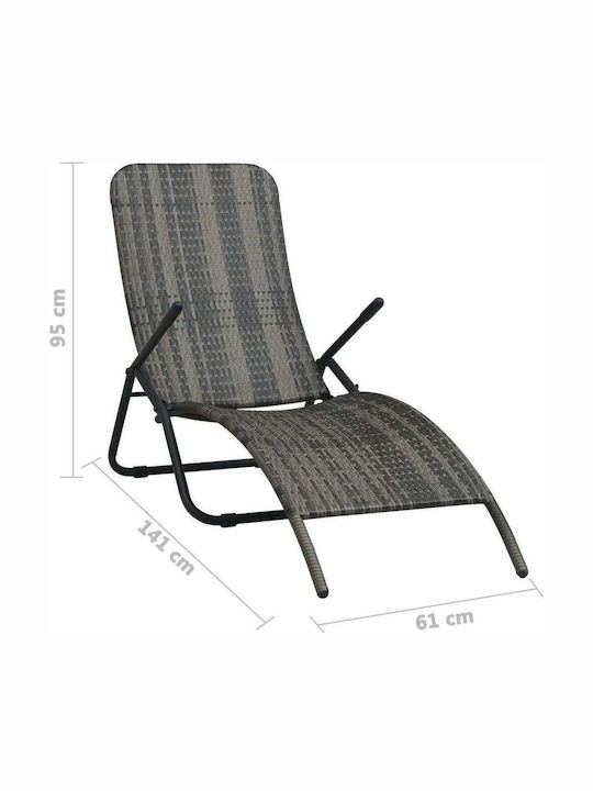 Deckchair Rattan Gray 141x61x95cm.
