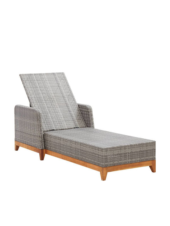 Liegestuhl-Bett Einzel Rattan mit Kissen Gray 200x70x30cm.