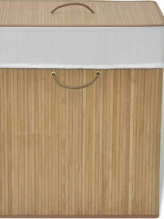 vidaXL Καλάθι Απλύτων Bamboo Πτυσσόμενο με Καπάκι 40x30x60cm Καφέ
