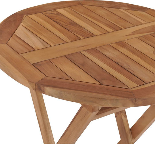 Sitting Room Outdoor Foldable Wood Table Natural 60x60x75cm