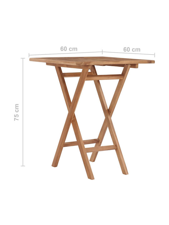 Garten- und Terrassentisch für Kleine Außenbereiche aus Teak Zusammenklappbar 60x60x75cm