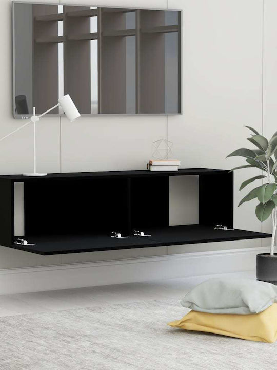 TV Stand Wooden Black L120xW30xH30cm
