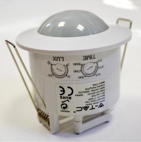 V-TAC VT-8029 Ενσύρματος Αισθητήρας Κίνησης Υπερύθρων 360° Εμβέλειας 6m