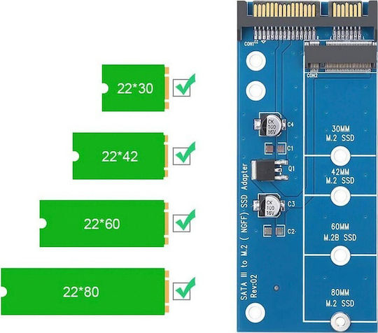 Powertech SATA 22pin to M.2 SSD 2230/2242/2260/2280 (TOOL-0019)