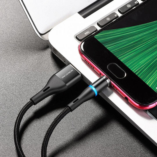 Borofone BU16 Skill Braided / Magnetic USB 2.0 to micro USB Cable Μαύρο 1m