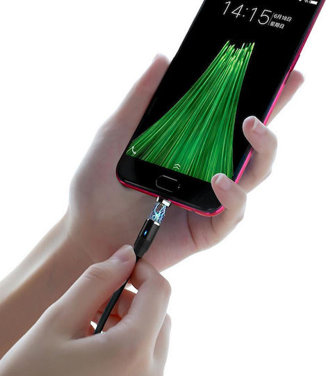 Hoco Braided / LED / Magnetic USB 2.0 to micro USB Cable Μαύρο 1.2m (U76)