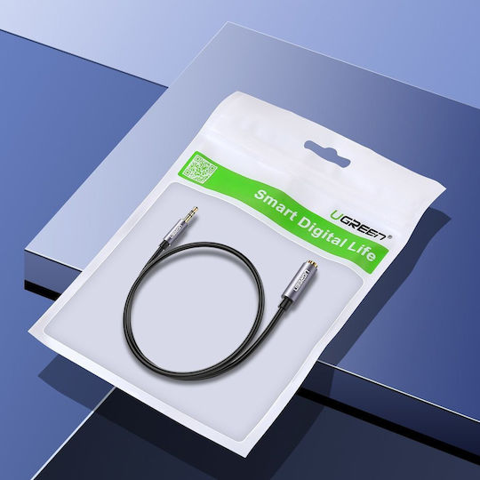 Ugreen 3.5mm Male to 3.5mm Female Audio Cable Silver 1m with Gold Plated Terminals 10592
