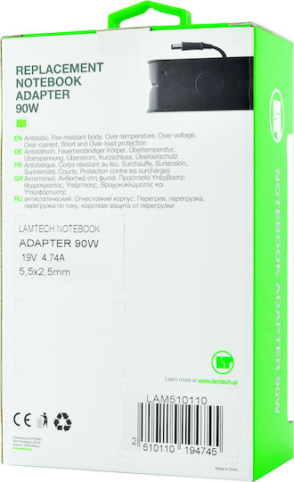 Lamtech Φορτιστής Laptop 90W 19V 4.74A για Acer χωρίς Καλώδιο Τροφοδοσίας
