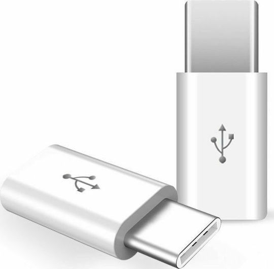 BigBuy Μετατροπέας USB-C male σε micro USB female Λευκό 1τμχ 14977