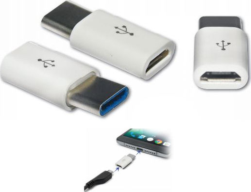 BigBuy Μετατροπέας USB-C male σε micro USB female Λευκό 1τμχ 14977