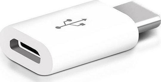 BigBuy Μετατροπέας USB-C male σε micro USB female Λευκό 1τμχ 14977