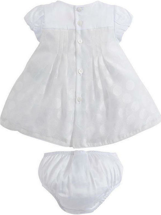 Mayoral Kids Dress Polka Dot Short Sleeve White