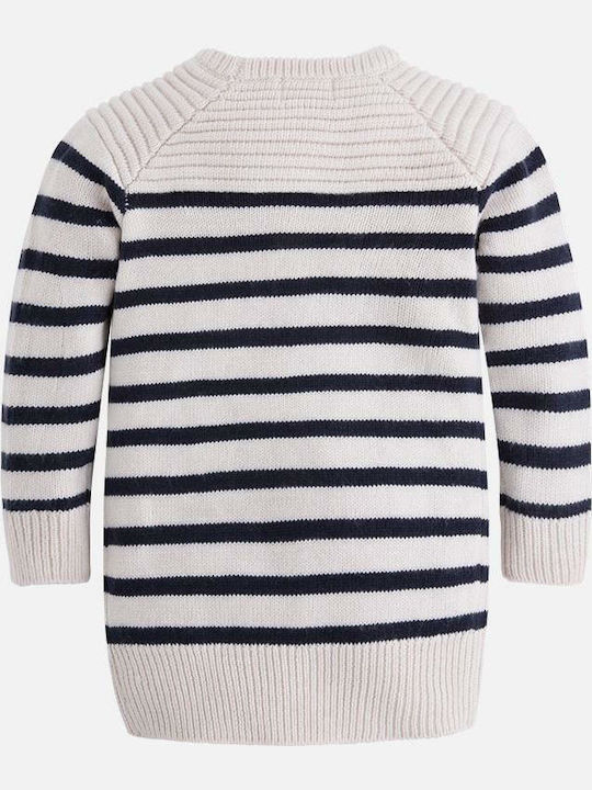 Mayoral Kids Dress Striped Long Sleeve Beige