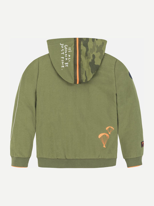 Kids Sweatshirt Cardigan with Hood and Pockets Khaki